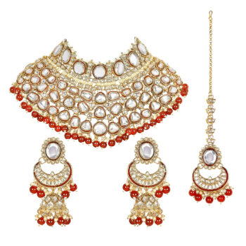 Kundan Necklace Set for Wedding - Ruby