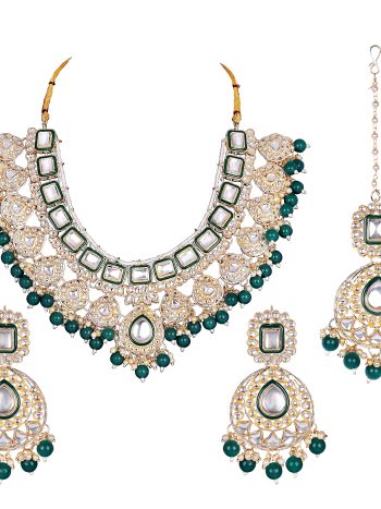 Indian Traditional Bollywood Kundan Necklace Set - Green