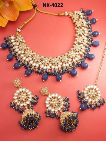 Kundan Bridal Necklace Set with Earrings – Gold Plated Traditional Indian Wedding Jewelry