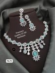 Designer AD Diamond Necklace Set with Earrings – Elegant Party Wear Jewelry for Women