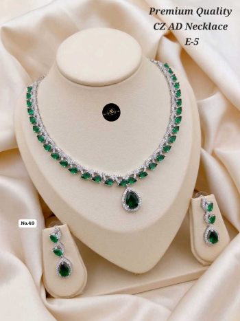 Royal AD Diamond Fancy Mala Necklace Set – Gold Plated Bridal & Party Wear Jewelry for Women