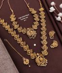 Divine Lakshmi Temple Necklace Set with Earrings – Traditional South Indian Heritage Jewelry