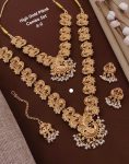 Sacred Heritage Temple Long Necklace Set with Earrings – Antique Traditional Jewelry for Women