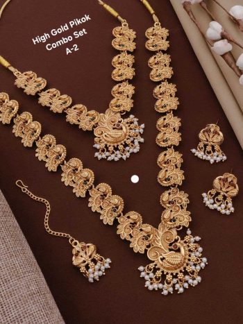 Sacred Heritage Temple Long Necklace Set with Earrings – Antique Traditional Jewelry for Women