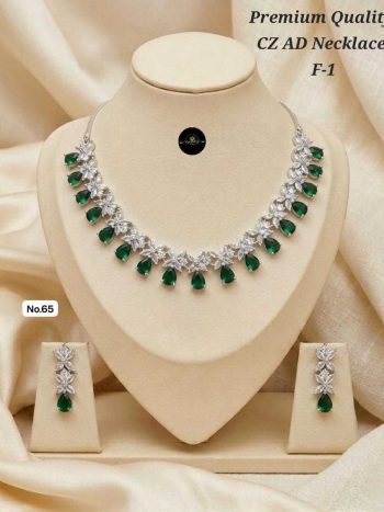 Designer CZ Stone Necklace Set with Earrings – Premium Evening Wear Jewelry