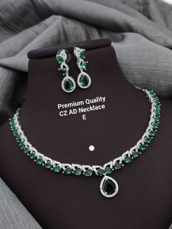 AD Diamond Pendant Set with Earrings – Elegant Party Wear Jewelry for Women