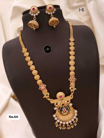 Antique Heritage Mala Necklace Set with Earrings – Timeless Ethnic Jewelry for Special Occasions