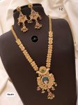 Victorian Charm Long Mala Necklace Set with Earrings – Elegant Traditional Jewelry for Women
