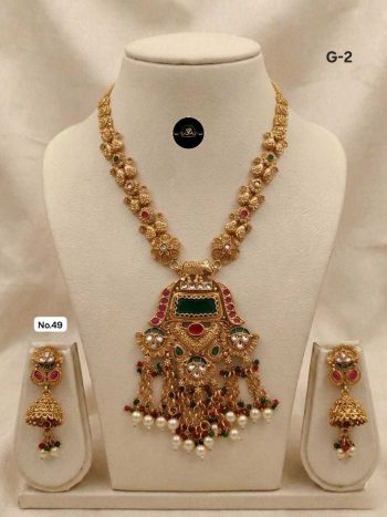 Royal Rajwadi Long Necklace Set with Earrings – Heritage Inspired Ethnic Jewelry for Women