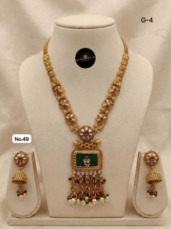 Regal Peacock Long Necklace Set with Earrings – Heritage Inspired Traditional Jewelry for Women