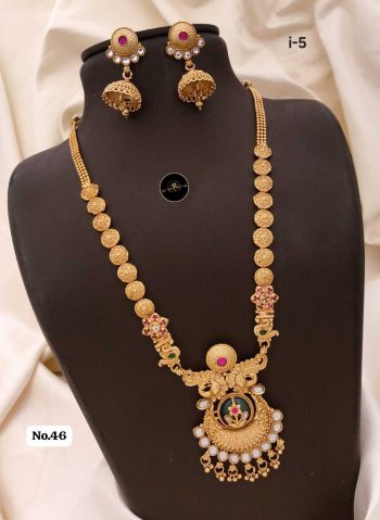 Antique Heritage Mala Necklace Set with Earrings – Timeless Ethnic Jewelry for Special Occasions