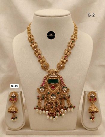 Royal Rajwadi Long Necklace Set with Earrings – Heritage Inspired Ethnic Jewelry for Women