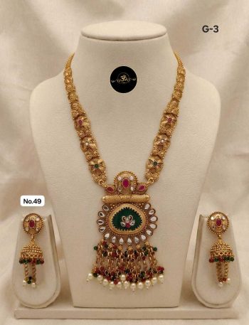 Vintage Royal Long Haar Set with Earrings – Traditional Rajputana Style Jewelry for Women